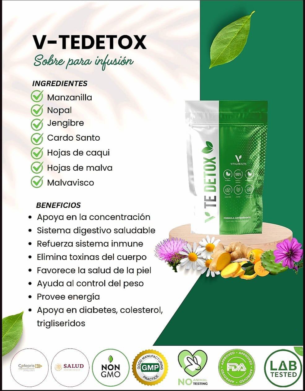 Ingredientes y beneficios de V-TEDETOX